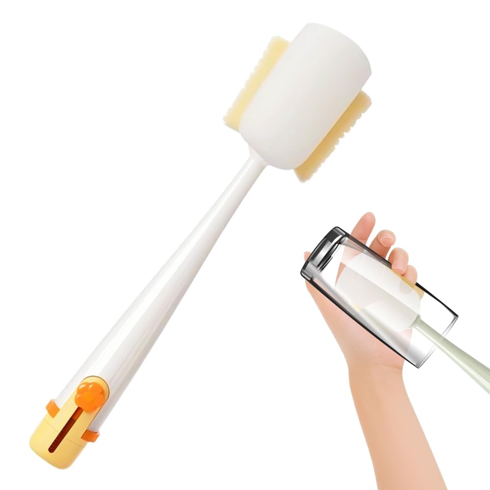 🌸 5-in-1 Bottle Cleaning Brush – 2026 Flower-Shaped Multifunctional Cup Brush with Long Handle, Sponge & Scrubber for Bottle Lid & Kitchen Cleaning
