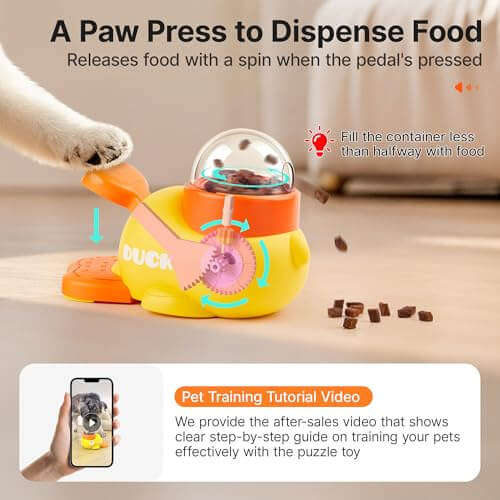🐱🐶Cat and Dog Puzzle Treat Dispenser Interactive Duck-Shaped Environmental Enrichment Toy Mental Stimulation and Exercise Tool