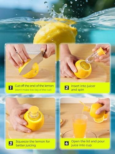 🍋Lemon Squeezer Screw-Top, 4PCS Manual Juicer with Filter, Portable Citrus Juicer for Lemon/Lime/Orange, Food Grade Lime Squeezer BPA-Free