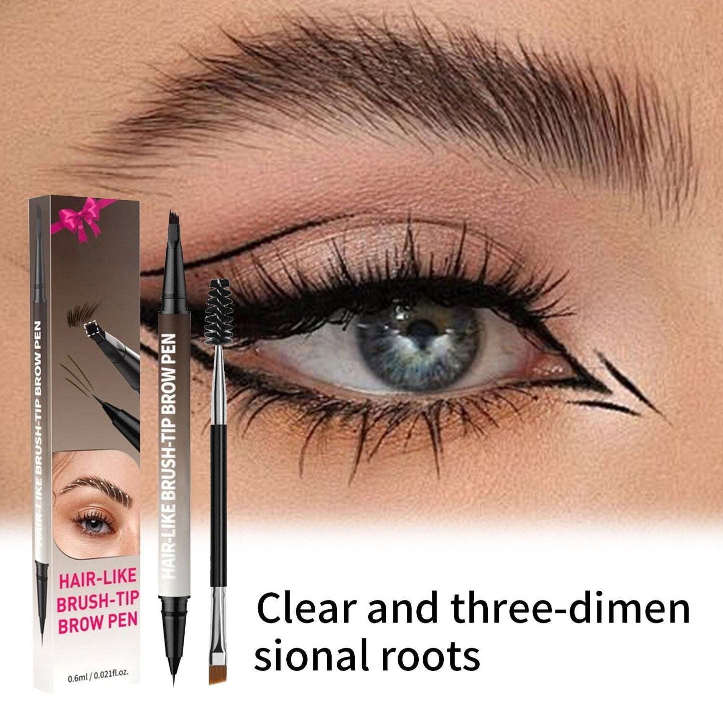 🙉Last Day Buy 1 Get 1 Free🔥2-in-1 Microblading Eyebrow Pen with Free Square Brush