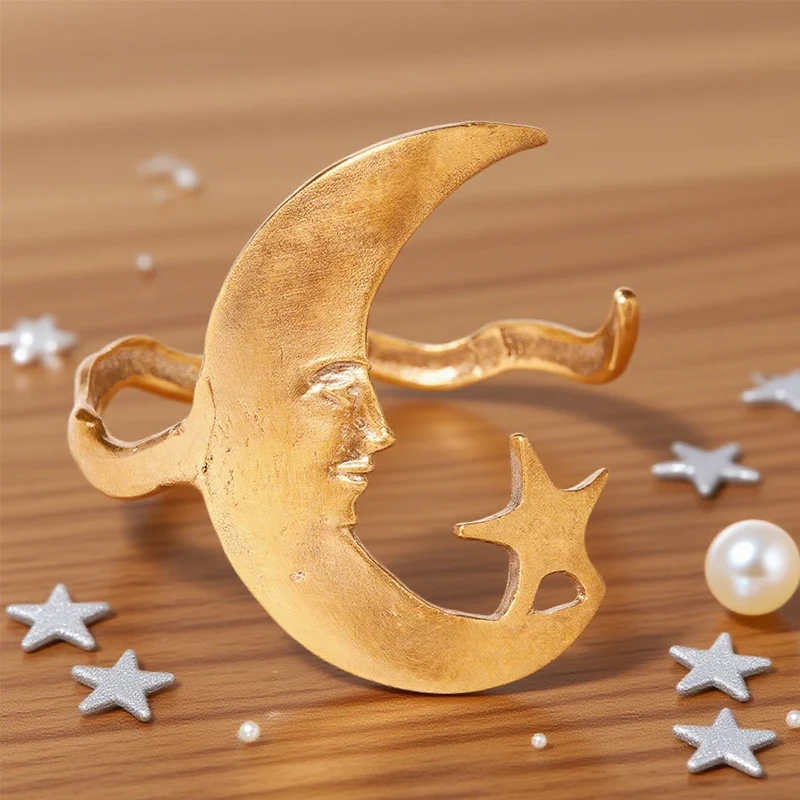 Star And Moon Pattern Open Bracelet