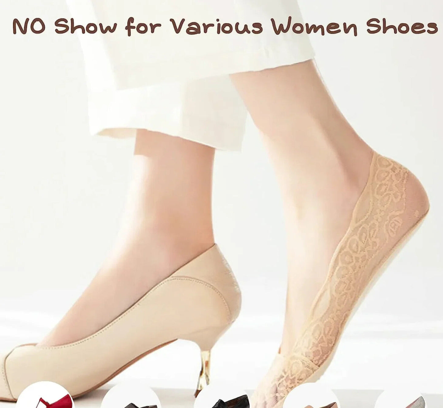 Spitze Unsichtbare Socken für Damen - Einheitsgröße für alle