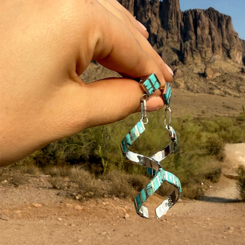 šµ Desert Twist: Turquoise Spiral Earrings