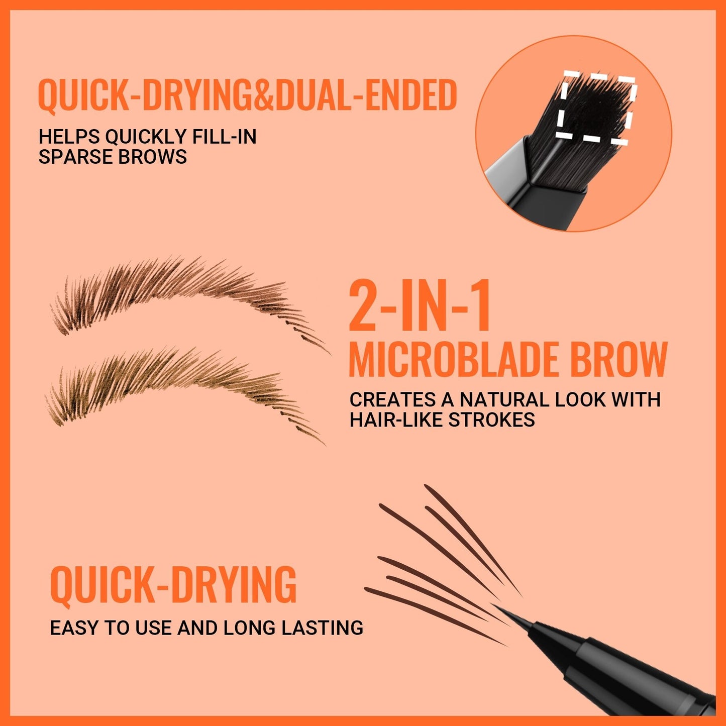 🙉Last Day Buy 1 Get 1 Free🔥2-in-1 Microblading Eyebrow Pen with Free Square Brush