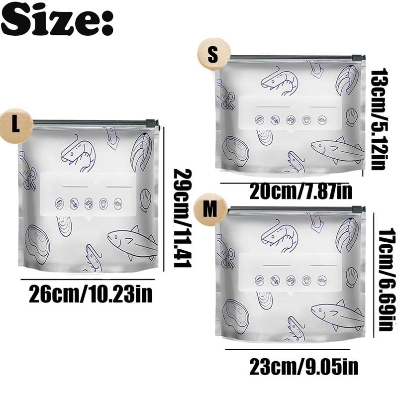 Reusable Aluminum Foil Sealable Storage Bags, 2025 New Resealable Vacuum Zipper Pouches for Food, Stand Up Foil Sealable Bags with Label and Zip Lock for Vegetable Fruit Meat