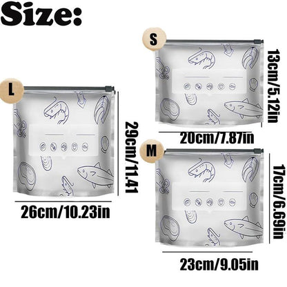 Reusable Aluminum Foil Sealable Storage Bags, 2025 New Resealable Vacuum Zipper Pouches for Food, Stand Up Foil Sealable Bags with Label and Zip Lock for Vegetable Fruit Meat
