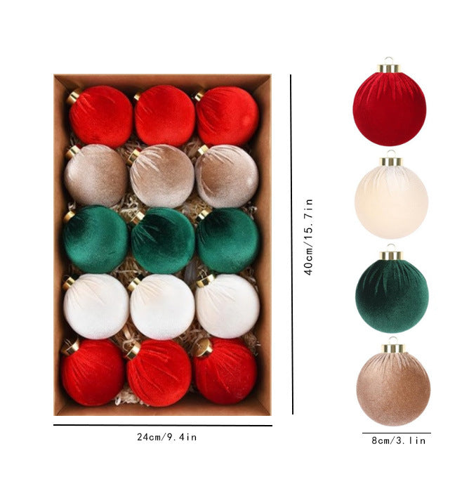 🎄15pcs Christmas Tree Ornaments Velvet Balls 80mm 3.15 inch