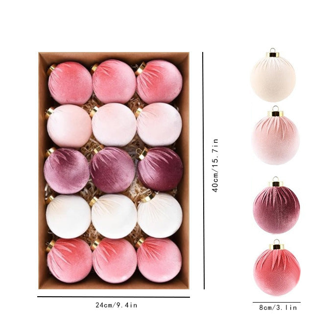🎄15pcs Christmas Tree Ornaments Velvet Balls 80mm 3.15 inch