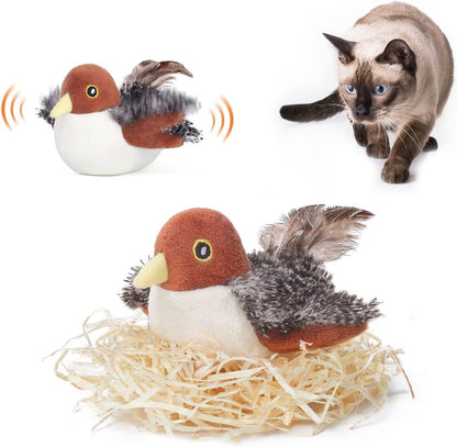 🐦Flapping Bird Cat Toy – Rechargeable, Chirping & Touch-Activated