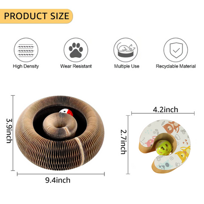 😸Cat Toy, Magic Organ Cat Scratch Board, Compact Cats Accordion Toy, Interactive Cardboard Cat Scratcher Pad Toys with Bell Ball for Indoor Exercise