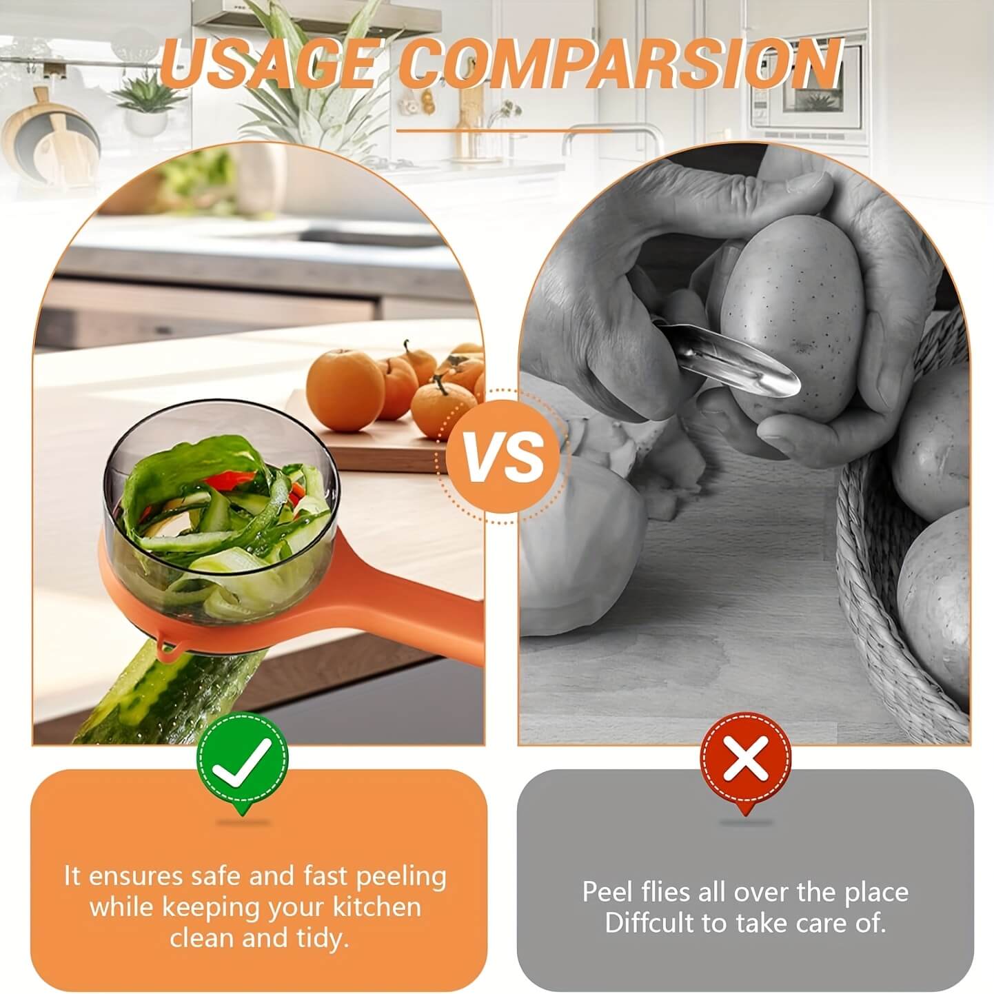 🥒 2-in-1 Peeler & Storage Box – Serrated Blade, Food-Safe & Durable