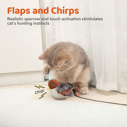🐦Flapping Bird Cat Toy – Rechargeable, Chirping & Touch-Activated