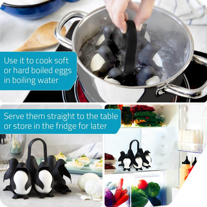 🐧 Egguins 3-in-1 Penguin Egg Rack—Boil Eggs, Store Eggs, Heat-Resistant Handle Design