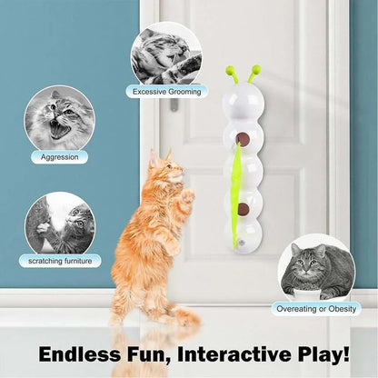 🐾 Interactive Cat Feather Toy – USB Rechargeable Wall-Mounted Whack-a-Mole Cat Teaser with Suction Cup, Perfect for Indoor Cats