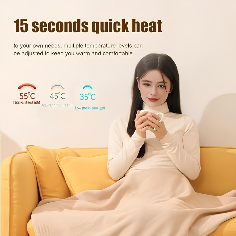 🔥 Heated Shawl Wrap for Women – USB Portable Wearable Blanket with 8 Heating Zones & 3 Levels, Soft Zipper Design for Home or Outdoor Use