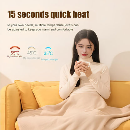 🔥 Heated Shawl Wrap for Women – USB Portable Wearable Blanket with 8 Heating Zones & 3 Levels, Soft Zipper Design for Home or Outdoor Use