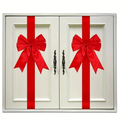 🎄 Christmas Cabinet Ribbon Bow – 78.7" Oversized Door & Furniture Decoration Ribbon for Kitchen, Tree, Gift Wrapping & Party Decor