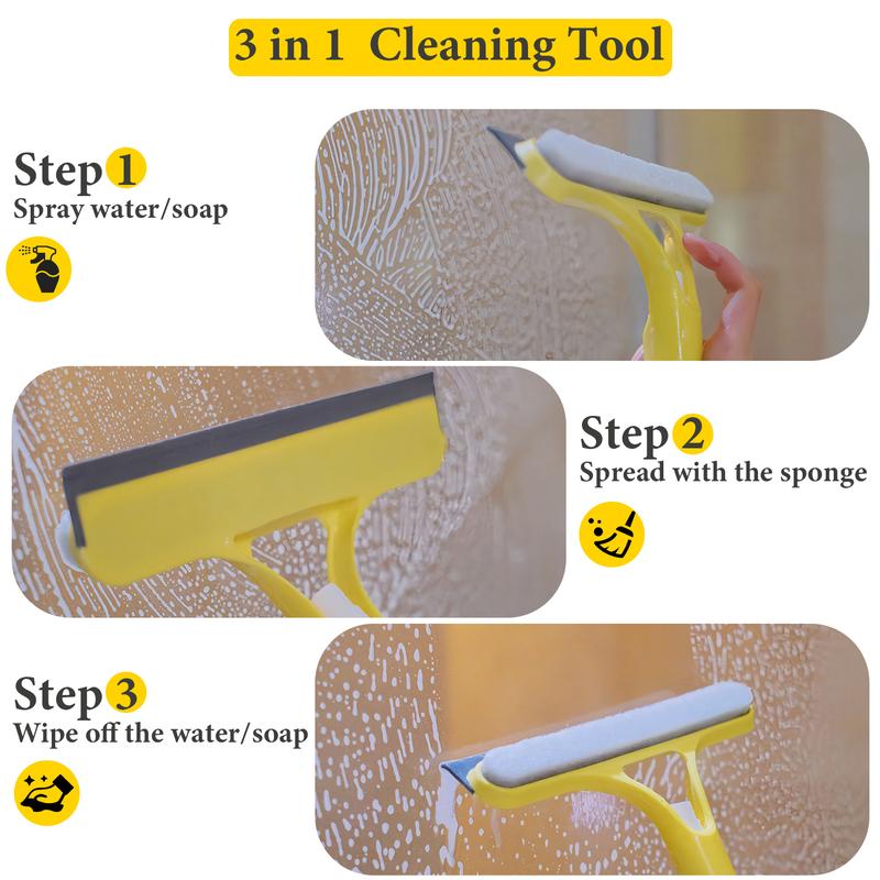 💦 3-in-1 Window Cleaner – Spray, Wipe & Squeegee in One Tool