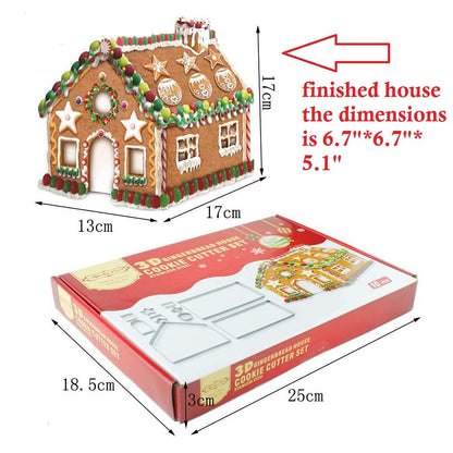 🍪 (Set of 10) Gingerbread House Cookie Cutter Set – 3D Christmas Cookie Mold Kit for Kids & Family Baking