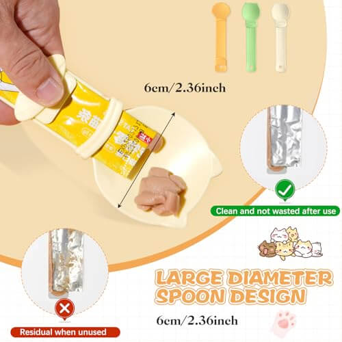 🍗3Pcs Multifunctional Cat Treat Squeeze Spoons Set - Colorful Dispensers for Wet Food