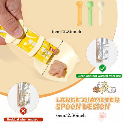 🍗3Pcs Multifunctional Cat Treat Squeeze Spoons Set - Colorful Dispensers for Wet Food