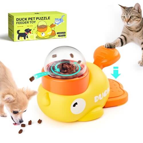 🐱🐶Cat and Dog Puzzle Treat Dispenser Interactive Duck-Shaped Environmental Enrichment Toy Mental Stimulation and Exercise Tool