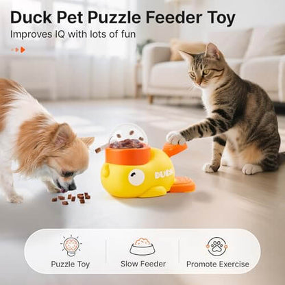 🐱🐶Cat and Dog Puzzle Treat Dispenser Interactive Duck-Shaped Environmental Enrichment Toy Mental Stimulation and Exercise Tool