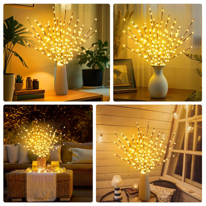 🌿 3-Piece Branch String Lights — 🎅 Perfect for Indoor Decor and Party Lighting