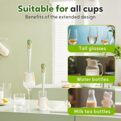 🌸 5-in-1 Bottle Cleaning Brush – 2026 Flower-Shaped Multifunctional Cup Brush with Long Handle, Sponge & Scrubber for Bottle Lid & Kitchen Cleaning