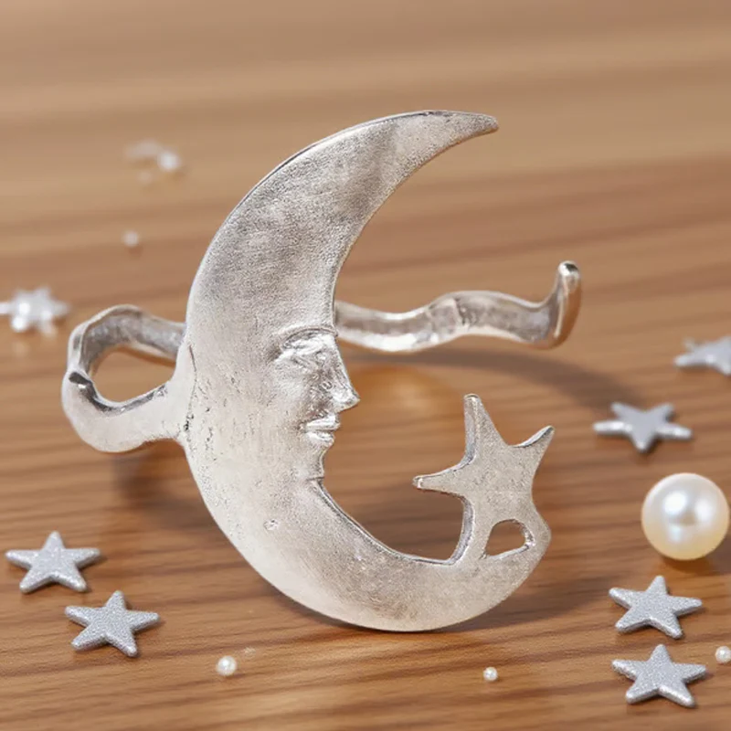 Star And Moon Pattern Open Bracelet