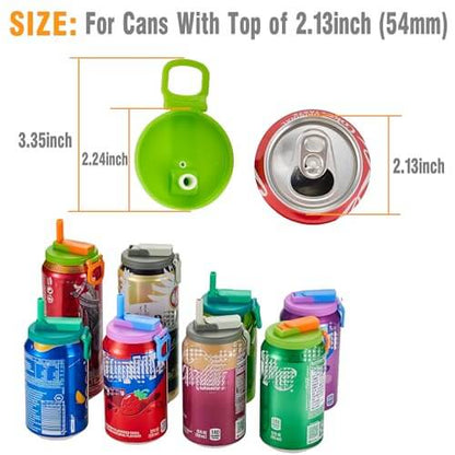 🥤4-pack 4-Color Cola Can Lid Set (Includes Straws), Silicone Straws with Anti-Toxic Design, Reusable