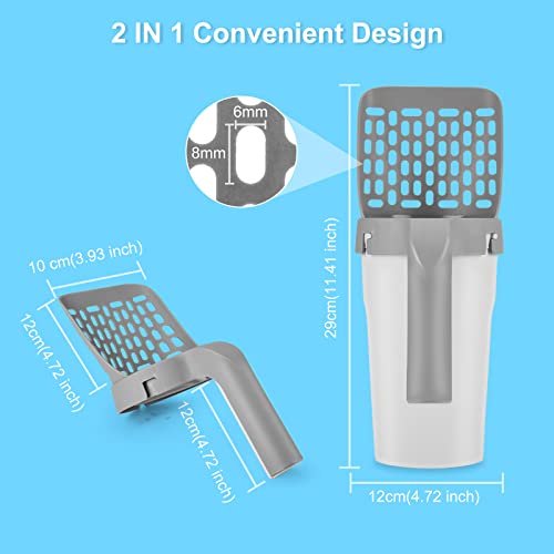 🐾 Cat Litter Scooper with Holder & Waste Bin – Includes 15 Refill Bags (1 Boxes), Large-Capacity Portable Cat Shovel for Easy Cleaning