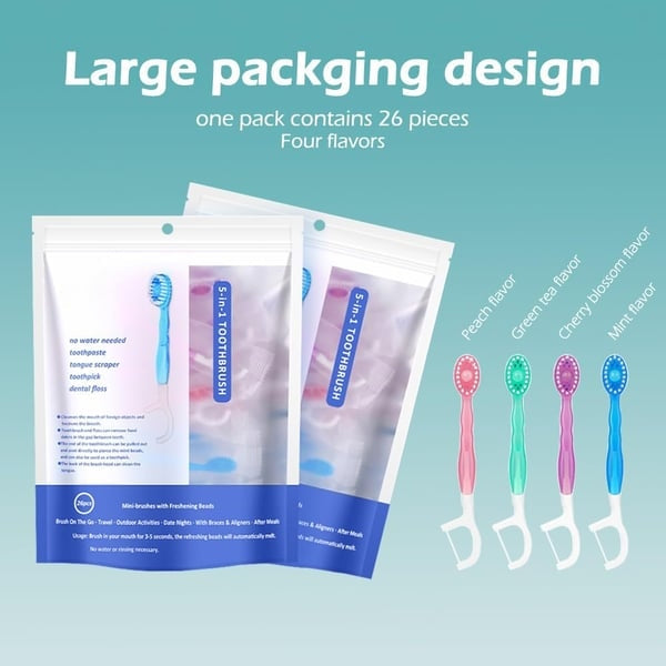 🔥HOT SALE🎁5 in 1 Mini Toothbrush & Floss & Tongue Scraper & Toothpick Set