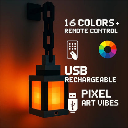 🏮 Pixelated Lantern Night Light – 16 Colors, Remote & Touch Control