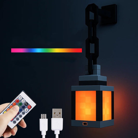🏮 Pixelated Lantern Night Light – 16 Colors, Remote & Touch Control