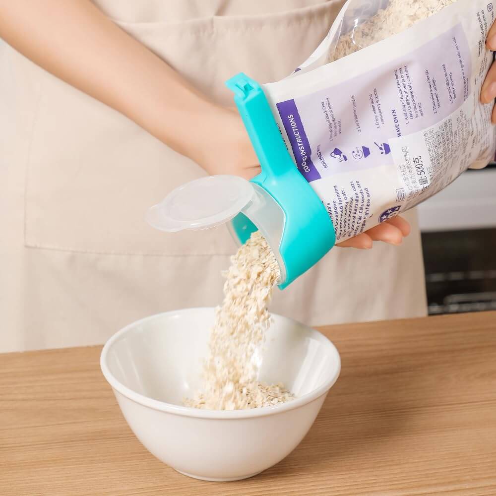 🧩4Pcs Bag Clips for Food Storage Sealing Clips with Pour Spouts Food Sealing Plastic Great for All Food or Cat/Dog Food Storage and Organization（4 Pack）