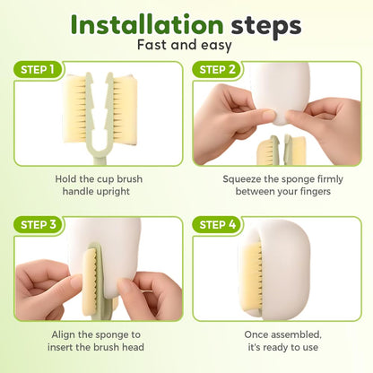 🌸 5-in-1 Bottle Cleaning Brush – 2026 Flower-Shaped Multifunctional Cup Brush with Long Handle, Sponge & Scrubber for Bottle Lid & Kitchen Cleaning