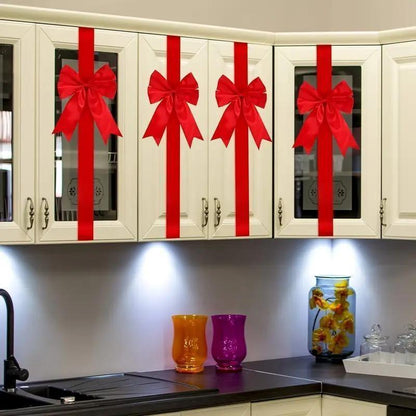 🎄 Christmas Cabinet Ribbon Bow – 78.7" Oversized Door & Furniture Decoration Ribbon for Kitchen, Tree, Gift Wrapping & Party Decor