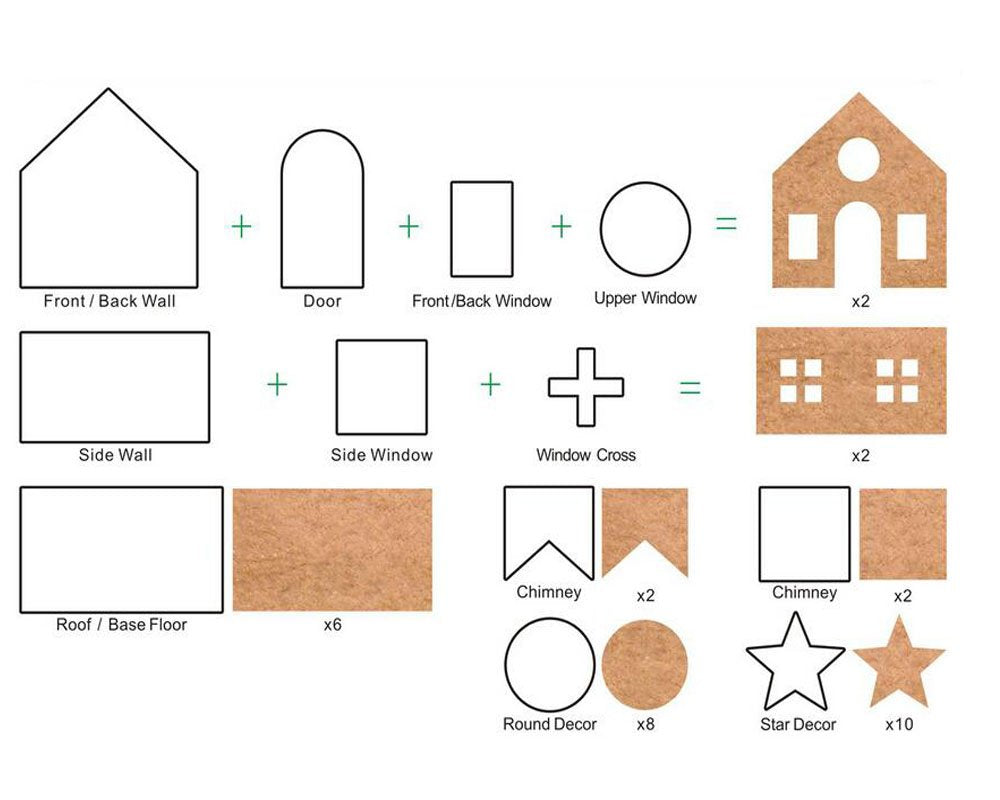 🍪 (Set of 10) Gingerbread House Cookie Cutter Set – 3D Christmas Cookie Mold Kit for Kids & Family Baking