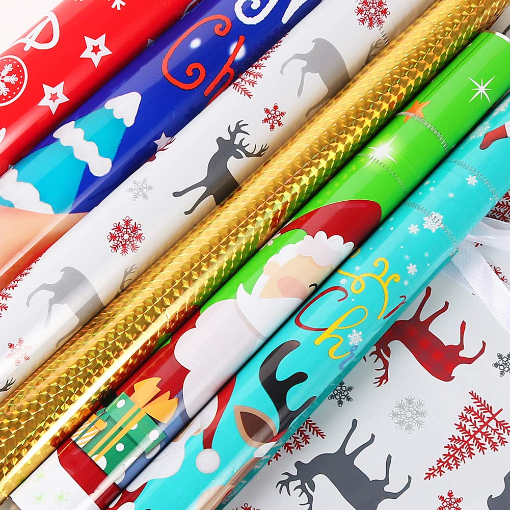 🎅Package Holiday Drawstring Gift Bags, 30pcs Christmas Foil Gift Wrapping Sacks Pouches for Xmas Presents Party Favor (Large Medium Small)