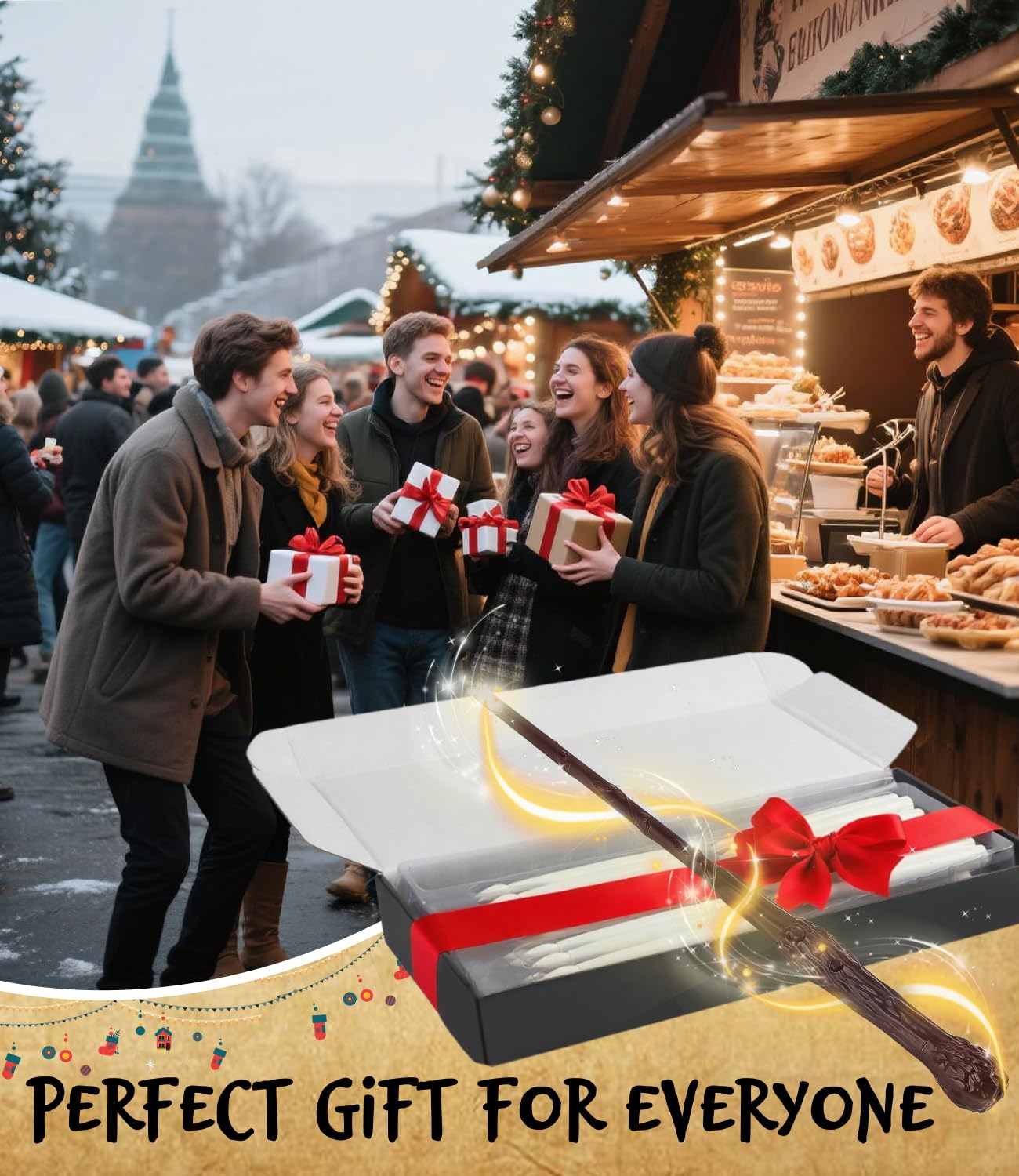 Floating Candles with Wand Magic Hanging Candles, Flameless Warm Light Flickering Battery Operated Candles, Floating LED Candles for Halloween Christmas Theme Party