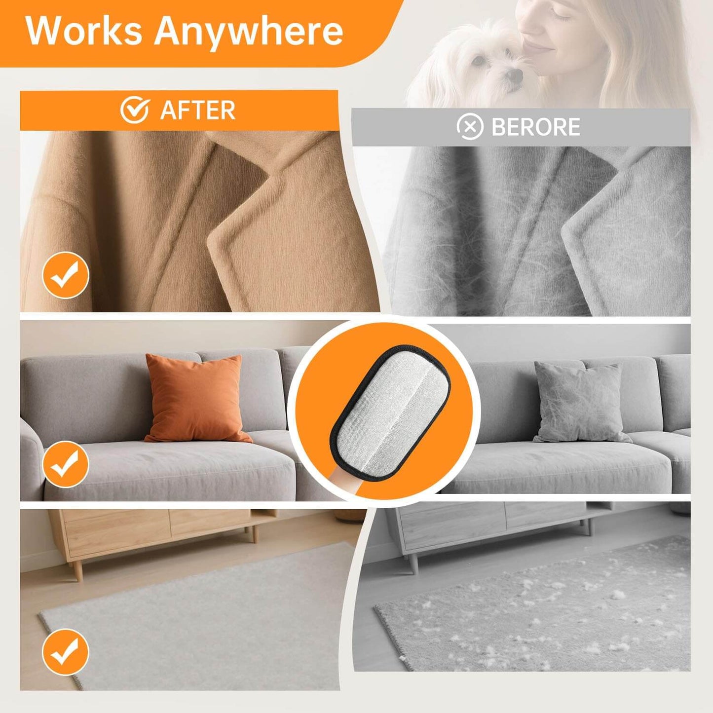 🐾Pet Hair Removal Gloves Brush, Reusable Cat Dog Electrostatic Hair Remover Grooming Glove Tool