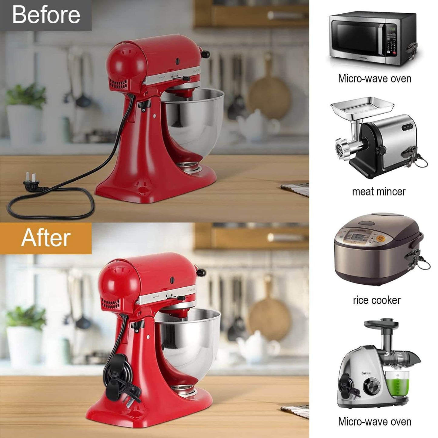 🧩6 Pcs Cord Organizer for Appliances,Coffee Maker, Blender, Pressure Cooker, Toaster