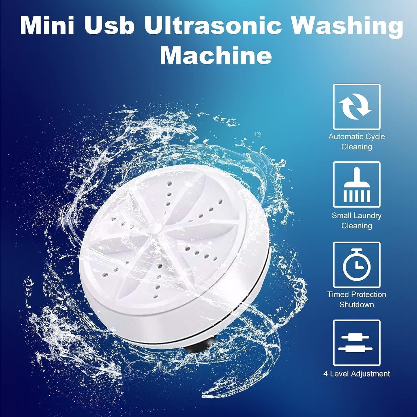 🌀 Portable Mini Ultrasonic Cleaner — For Home/Travel/Dorm/RV/Apartment Use