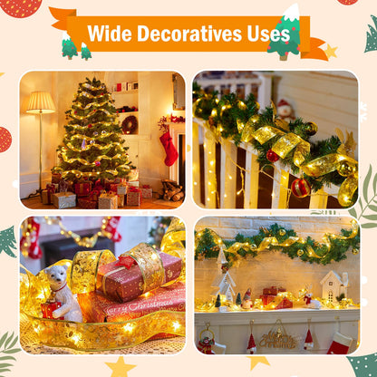 🎄 Minetom Christmas Tree Ribbon Lights – 33ft 100 LED Battery Fairy Lights with Timer