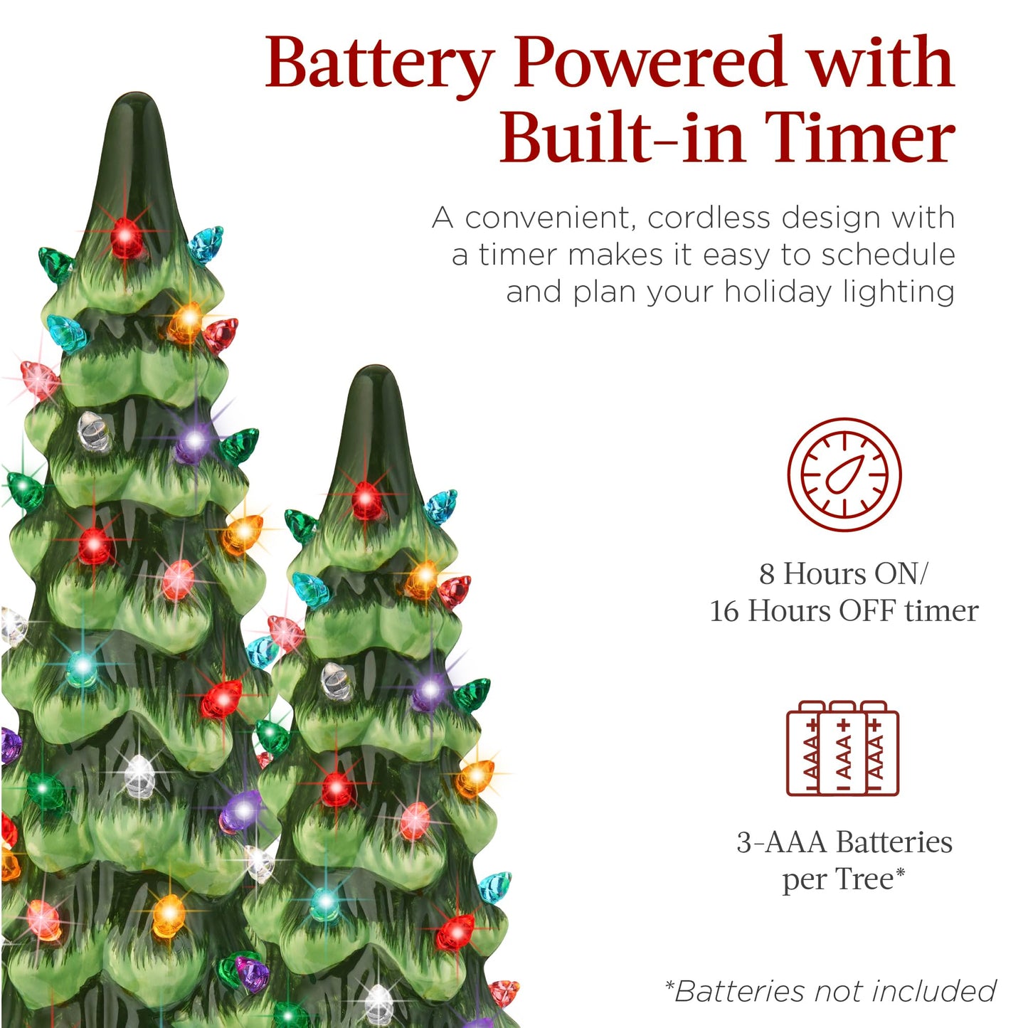 Pre-assembled hand-painted ceramic tabletop Christmas tree