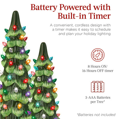 Pre-assembled hand-painted ceramic tabletop Christmas tree