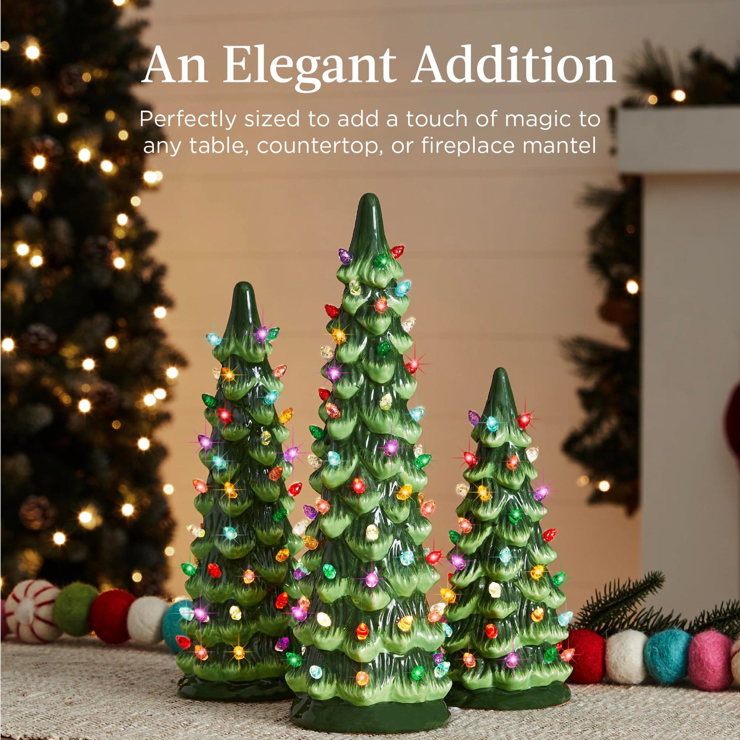 Pre-assembled hand-painted ceramic tabletop Christmas tree