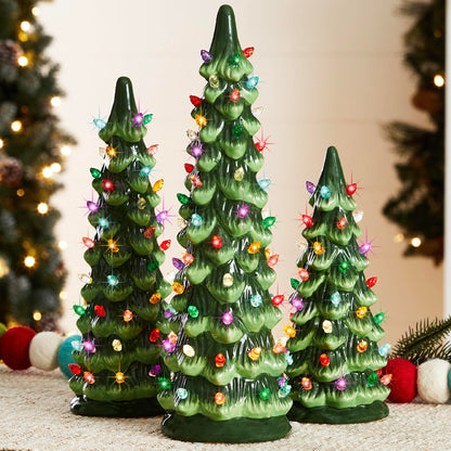 Pre-assembled hand-painted ceramic tabletop Christmas tree