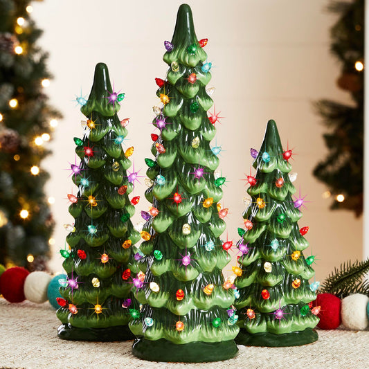 Pre-assembled hand-painted ceramic tabletop Christmas tree